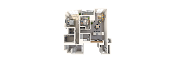 a 3d floor plan of a house with a black background