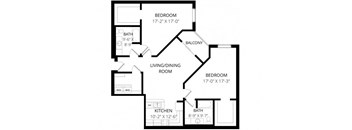 a floor plan of a house with bedrooms and a living room