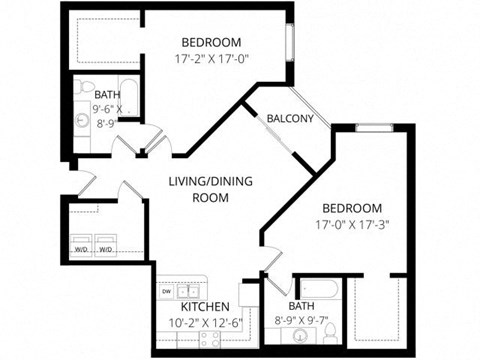 a floor plan of a house with bedrooms and a living room