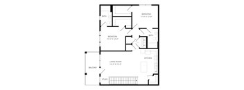 A black and white image of a floor plan for a house.