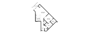 A black and white image of a floor plan for a home.