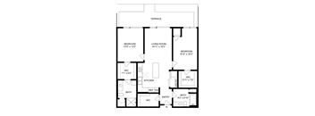 A black and white image of a floor plan for a house.
