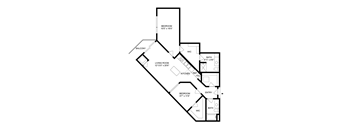 A black and white image of a floor plan for a house.