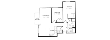 A black and white image of a house floor plan.