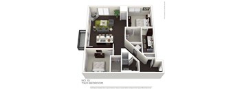 A floor plan of a two bedroom apartment.