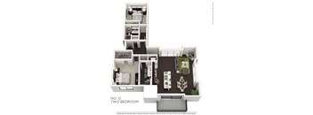 A floor plan of a two bedroom apartment.