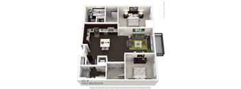A floor plan of a two bedroom apartment.