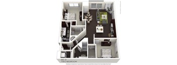 A floor plan of a two bedroom apartment.