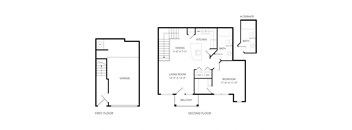 A floor plan of a two-story house with a first and second floor.