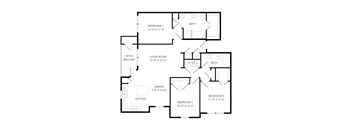 A black and white image of a floor plan for a house.