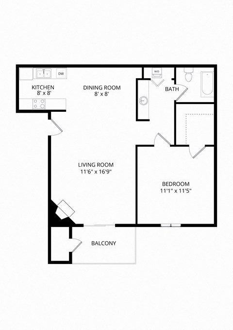 a floor plan of a bedroom apartment