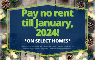 a sign that says pay no rent till 2024 on select homes