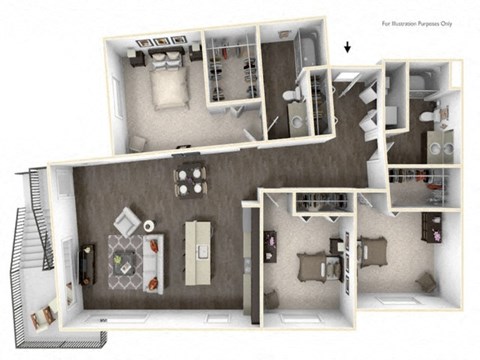 OUTLINE 3 Bedroom 2 Bath 3D Floor Plan at Stitchweld, Wisconsin