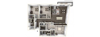 PATCH 3 Bedroom 2 Bath 3D Floor Plan at Stitchweld, MILWAUKEE, 53207
