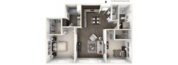 PATINA PATINA 2 Bedroom 2 Bath 3D Floor Plan at Stitchweld, MILWAUKEE, WI, 53207