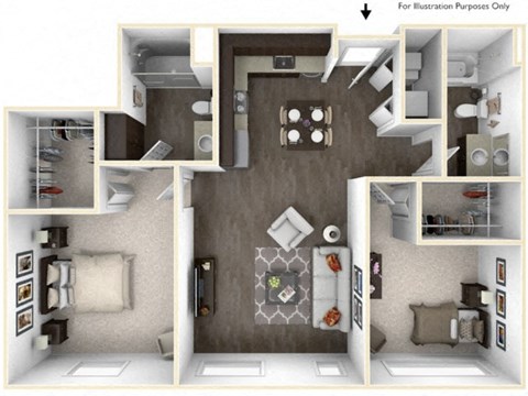 PATINA PATINA 2 Bedroom 2 Bath 3D Floor Plan at Stitchweld, MILWAUKEE, WI, 53207