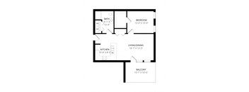 a floor plan of a small house with a kitchen and a living room