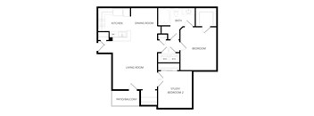 A black and white image of a house floor plan.