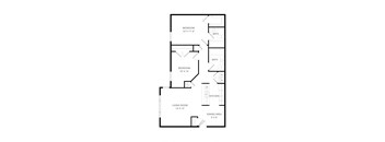 a floor plan of a house with a bedroom and a living room