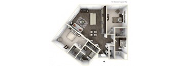 SATIN 2 Bedroom 2 Bath 3D Floor Plan at Stitchweld, MILWAUKEE, 53207