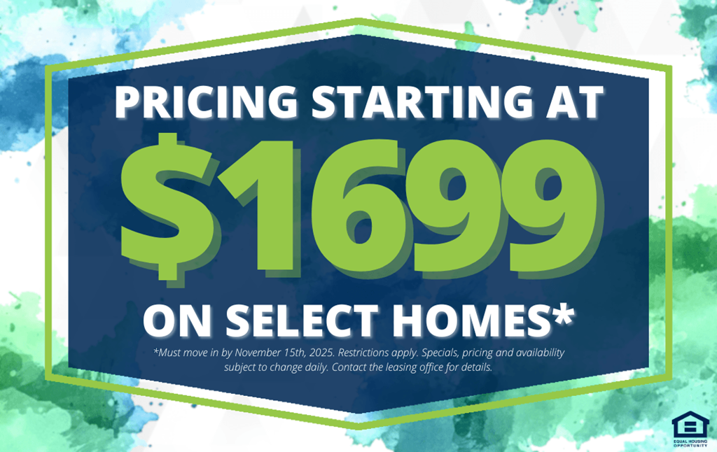 A promotional image advertising a starting price of $1699 for select homes.