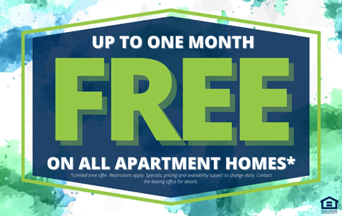 A sign advertising a free offer on apartment homes.