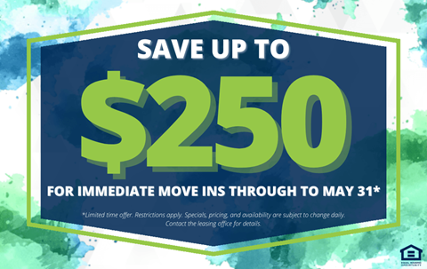 A promotional image advertising a savings opportunity for immediate moves through May 31st.