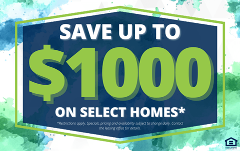 a sign that says save up to 100 on select homes