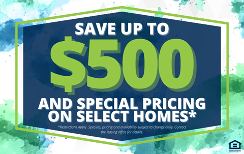 save up to 500 and special pricing on select homes sign