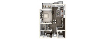 TUNGSTEN 1 Bedroom 1 Bath 3D Floor Plan at Stitchweld, MILWAUKEE, 53207