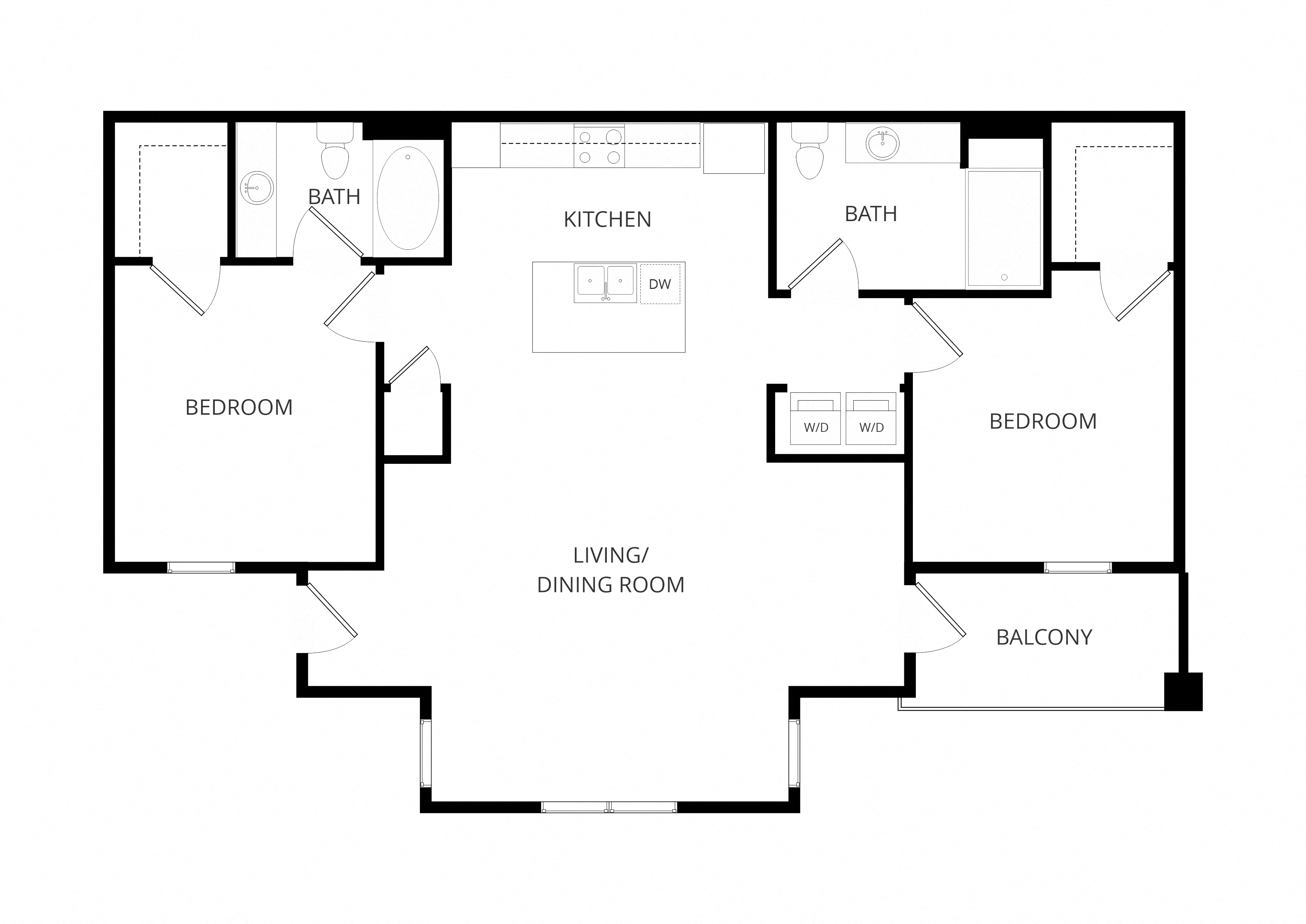 A black and white image of a floor plan for a house.