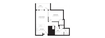 a floor plan of a two bedroom apartment with a bathroom and a balcony