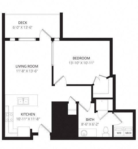 a floor plan of a two bedroom apartment with a bathroom and a balcony