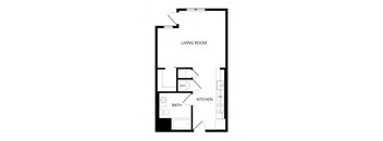 a floor plan of a small house with a bedroom and a living room
