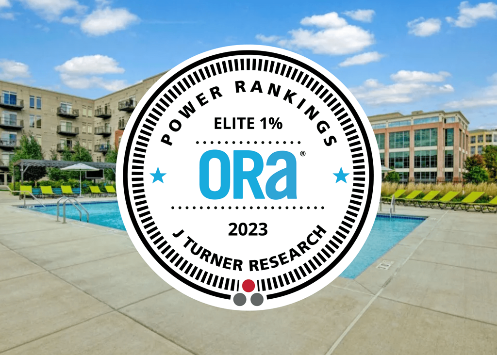 an image of a pool with the name and logo with an oval overlay