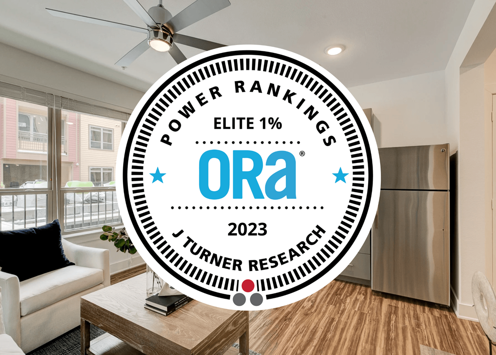 the living room of an apartment with the ora runner research logo on it