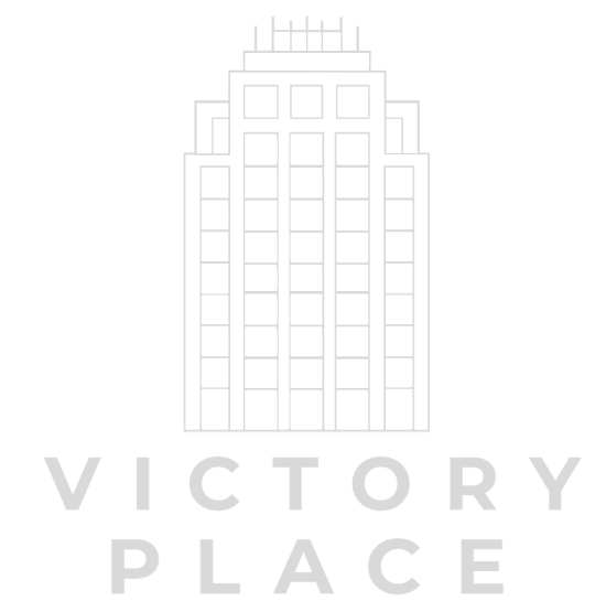 A graphic of a building with the words "VICTORY PLACE" below it.