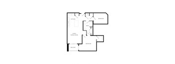 a floor plan of a house with bedrooms and a living room