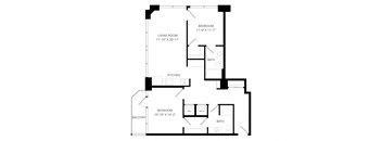 a floor plan of a house with a bedroom and a living room