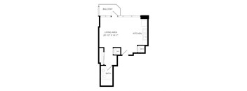 a floor plan of an open floor plan with a staircase