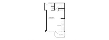 a floor plan of a 1 bedroom floor plan