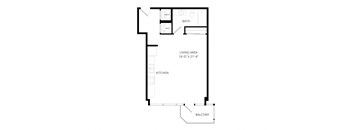 a floor plan of a home with a bedroom and a living room