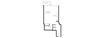 a floor plan of a 1 bedroom floor plan