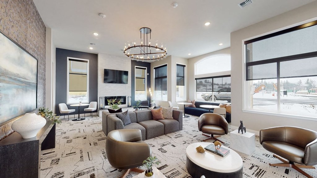 the estates at tanglewood|living room with fireplace