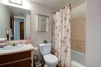 Centre Pointe Plaza Bathroom Centre Pointe Plaza Bathroom with white counter tops Apartments for rent in Regina, SK - Photo Gallery