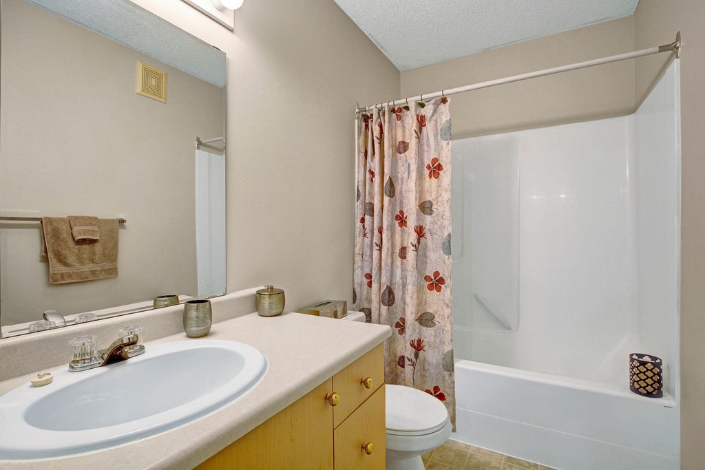 Bathroom in the Breeze floorplan at Westhaven Estates Apartments for rent in Lethbridge, AB