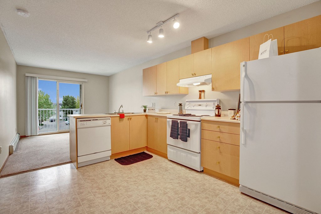Kitchen in the Breeze floorplan at Westhaven Estates Apartments for rent in Lethbridge, AB