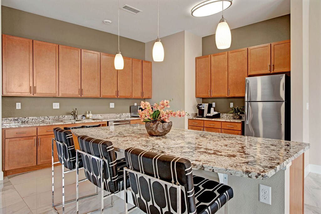 Elements at Briargate Community Kitchen With Coffee Machine Apartments in Colorado Springs, CO