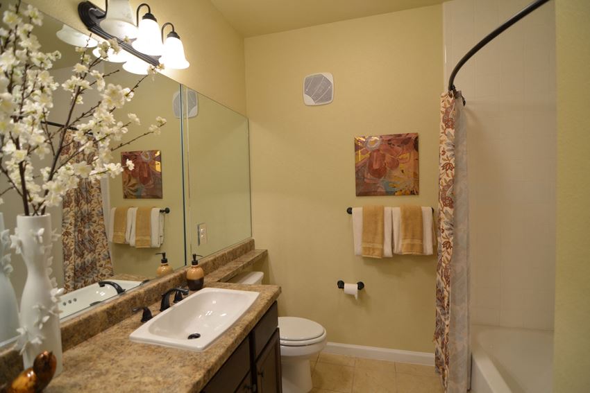 Andalucia Villas Bathroom with Granite Countertops Andalucia Villas Bathroom with Granite Countertops Apartments near Midland, Texas