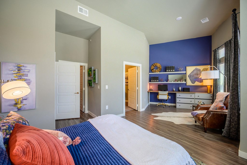 Harmony Luxury Apartments large bedroom with tall ceilings